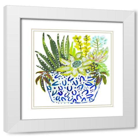 Succelents IV White Modern Wood Framed Art Print with Double Matting by Fields, Karen