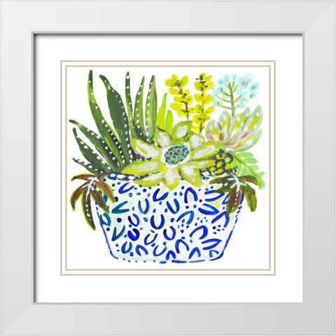 Succelents IV White Modern Wood Framed Art Print with Double Matting by Fields, Karen