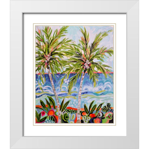 Tropical Vibes I White Modern Wood Framed Art Print with Double Matting by Fields, Karen