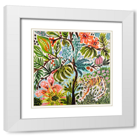 Jungle Cat Landscape II White Modern Wood Framed Art Print with Double Matting by Fields, Karen