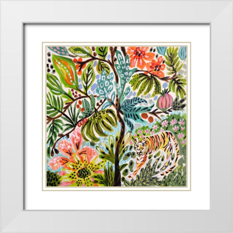 Jungle Cat Landscape II White Modern Wood Framed Art Print with Double Matting by Fields, Karen