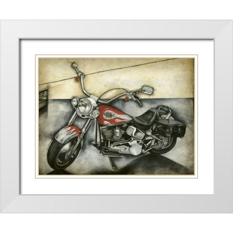 Motorcycle Memories II White Modern Wood Framed Art Print with Double Matting by Goldberger, Jennifer
