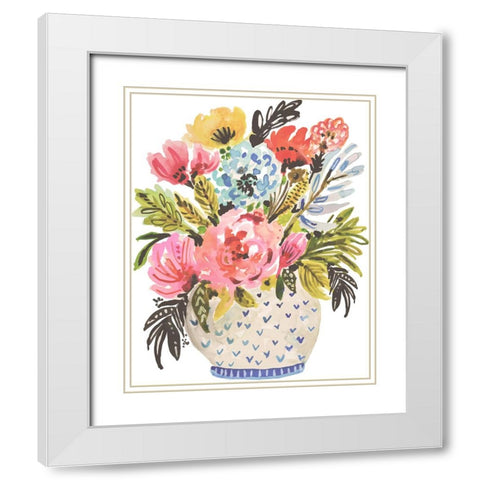 Sweet Arrangement I White Modern Wood Framed Art Print with Double Matting by Fields, Karen
