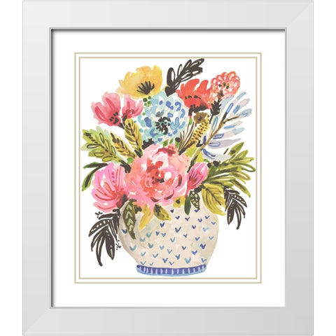 Sweet Arrangement I White Modern Wood Framed Art Print with Double Matting by Fields, Karen
