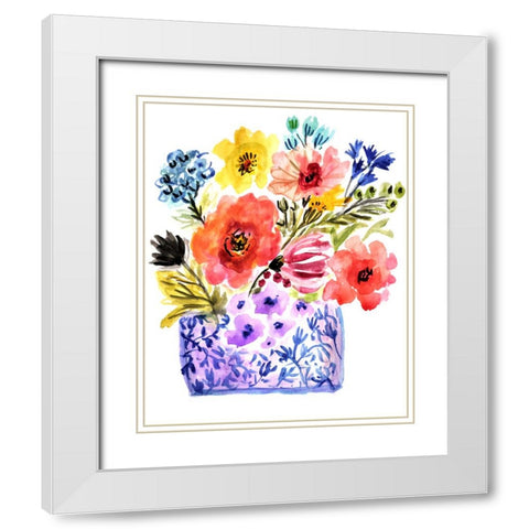 Sweet Arrangement II White Modern Wood Framed Art Print with Double Matting by Fields, Karen