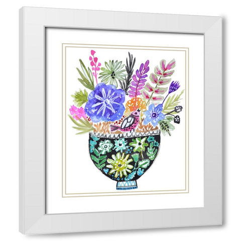Black Floral Vase IV White Modern Wood Framed Art Print with Double Matting by Fields, Karen