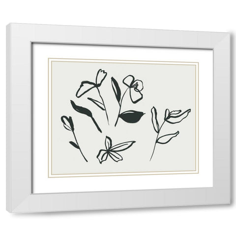 Little Flora II White Modern Wood Framed Art Print with Double Matting by Wang, Melissa