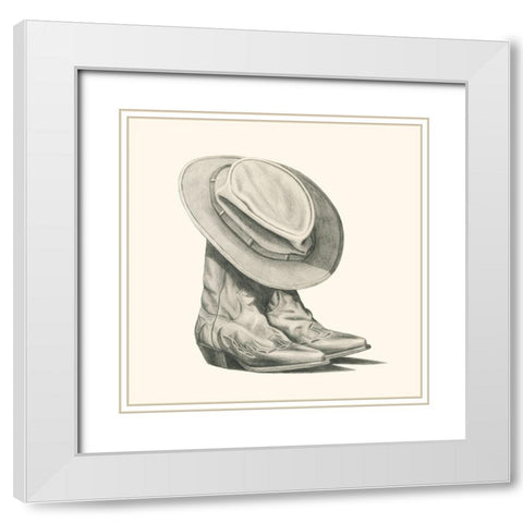 Sams boots I White Modern Wood Framed Art Print with Double Matting by Popp, Grace
