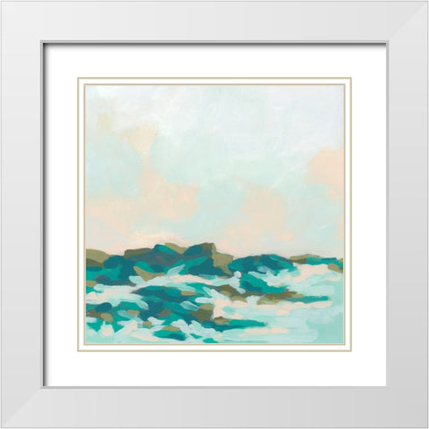 Teal Foothills I White Modern Wood Framed Art Print with Double Matting by Vess, June Erica