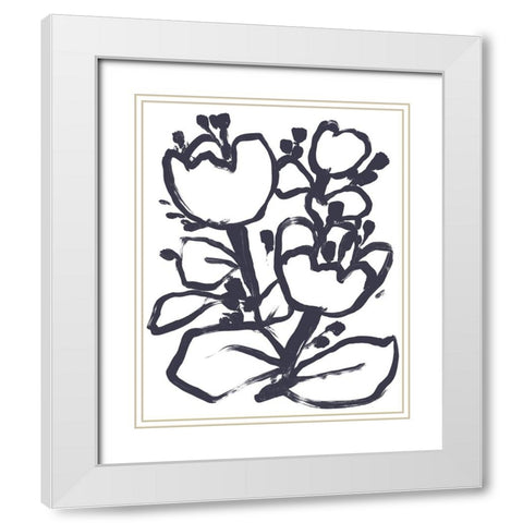 Carbon Flower II White Modern Wood Framed Art Print with Double Matting by Vess, June Erica