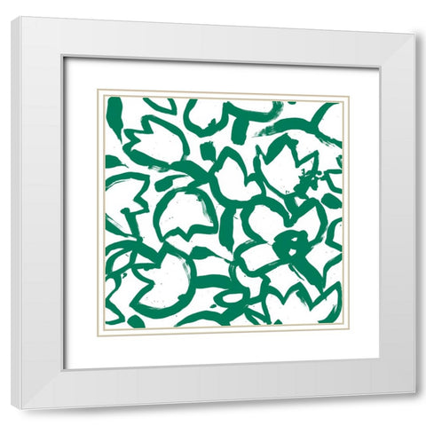 Flora Patch II White Modern Wood Framed Art Print with Double Matting by Vess, June Erica