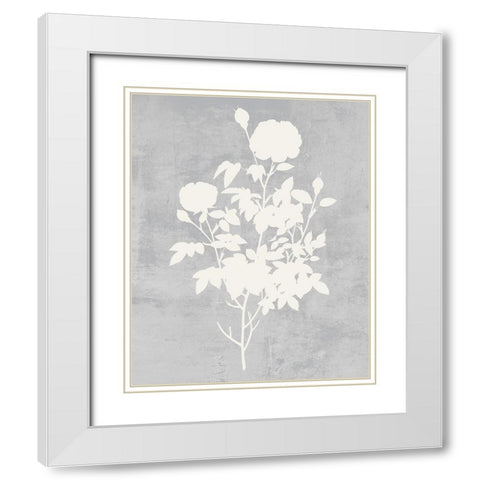 Falling Flowers II White Modern Wood Framed Art Print with Double Matting by Wang, Melissa