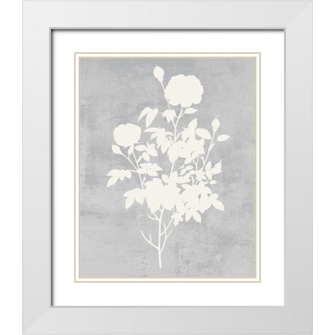 Falling Flowers II White Modern Wood Framed Art Print with Double Matting by Wang, Melissa