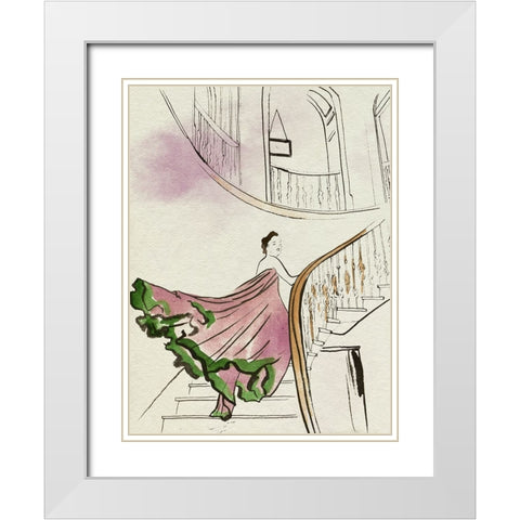 Back Glance I White Modern Wood Framed Art Print with Double Matting by Wang, Melissa