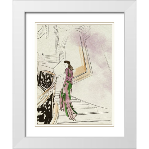 Back Glance II White Modern Wood Framed Art Print with Double Matting by Wang, Melissa