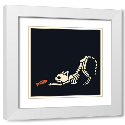 Skelepet VI White Modern Wood Framed Art Print with Double Matting by Barnes, Victoria