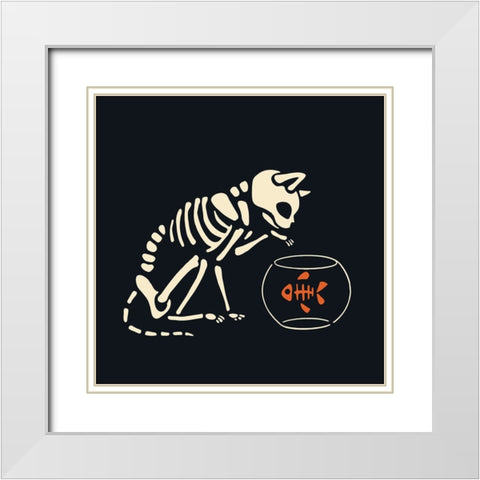 Skelepet IX White Modern Wood Framed Art Print with Double Matting by Barnes, Victoria