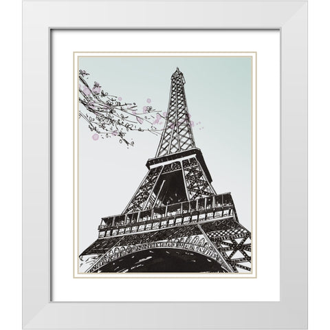 Spring in Paris II White Modern Wood Framed Art Print with Double Matting by Wang, Melissa