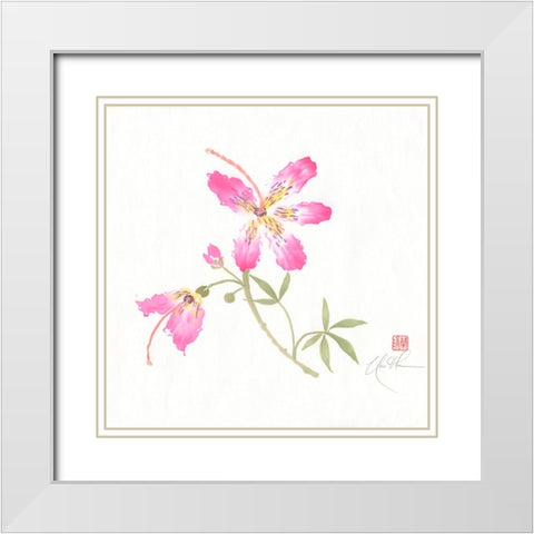 Silk I White Modern Wood Framed Art Print with Double Matting by Rae, Nan