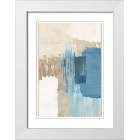 Blue Motion II White Modern Wood Framed Art Print with Double Matting by Kouta, Flora