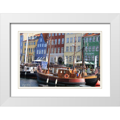 Copenhagan Nyhavn I White Modern Wood Framed Art Print with Double Matting by Lind, Suzan