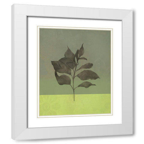 Leaves Green II White Modern Wood Framed Art Print with Double Matting by Bagnato, Judi