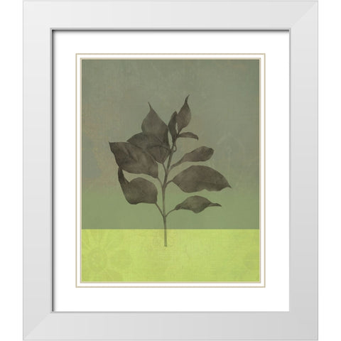 Leaves Green II White Modern Wood Framed Art Print with Double Matting by Bagnato, Judi