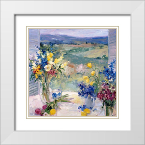 Tuscany Floral I White Modern Wood Framed Art Print with Double Matting by Stevens, Allayn