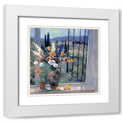 Tuscany Hillside I White Modern Wood Framed Art Print with Double Matting by Stevens, Allayn