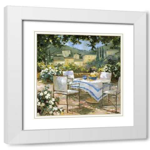 Tuscany Terrace I White Modern Wood Framed Art Print with Double Matting by Stevens, Allayn