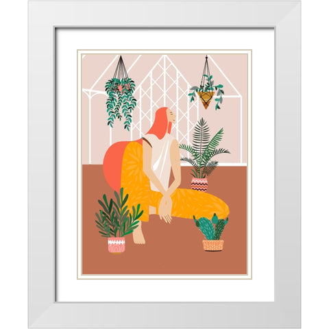 Boho Girl I White Modern Wood Framed Art Print with Double Matting by Arctic Frame