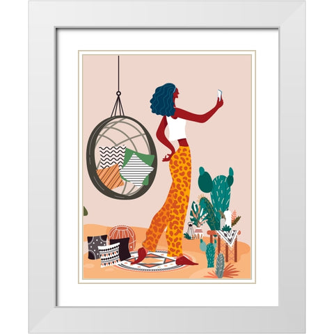 Boho Girl II White Modern Wood Framed Art Print with Double Matting by Arctic Frame