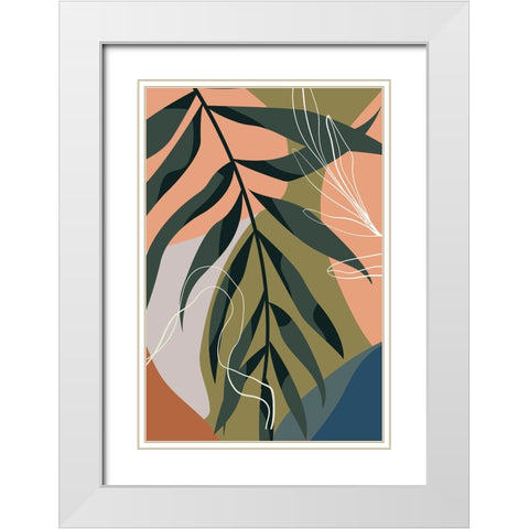Boho Leaves II White Modern Wood Framed Art Print with Double Matting by Arctic Frame