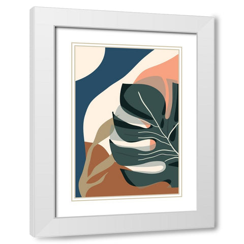 Boho Leaves III White Modern Wood Framed Art Print with Double Matting by Arctic Frame