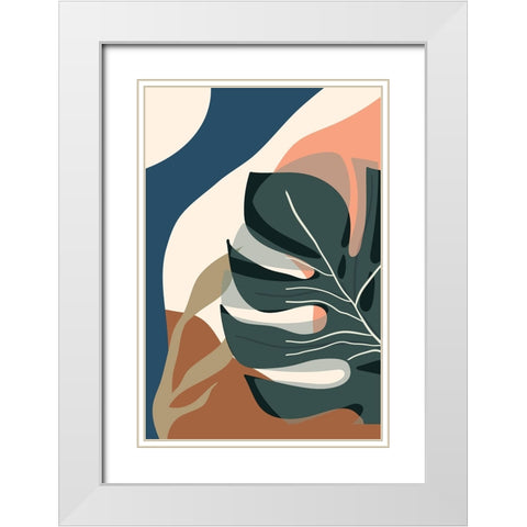 Boho Leaves III White Modern Wood Framed Art Print with Double Matting by Arctic Frame