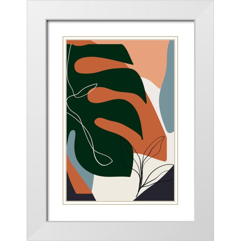 Boho Leaves IV White Modern Wood Framed Art Print with Double Matting by Arctic Frame
