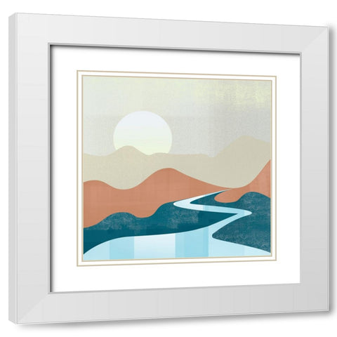 Peaceful Landscape I White Modern Wood Framed Art Print with Double Matting by Arctic Frame