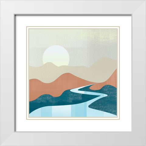 Peaceful Landscape I White Modern Wood Framed Art Print with Double Matting by Arctic Frame