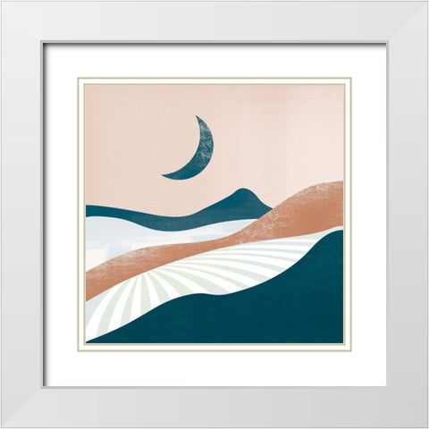 Peaceful Landscape II White Modern Wood Framed Art Print with Double Matting by Arctic Frame