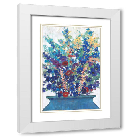 A bunch of Flowers I White Modern Wood Framed Art Print with Double Matting by OToole, Tim