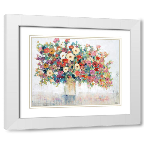 Mix Flower Bouquet I White Modern Wood Framed Art Print with Double Matting by OToole, Tim