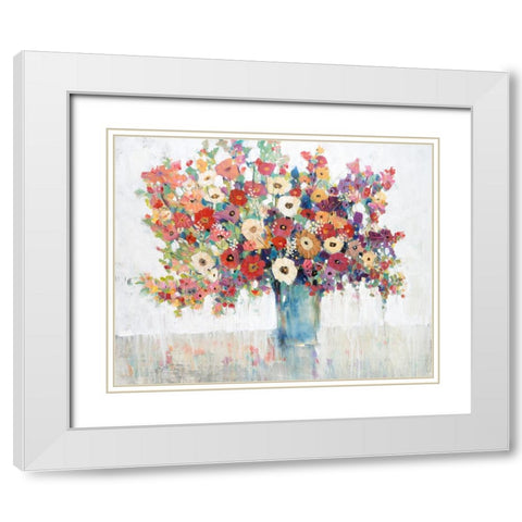 Mix Flower Bouquet II White Modern Wood Framed Art Print with Double Matting by OToole, Tim