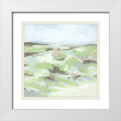 Green Valley Slope I White Modern Wood Framed Art Print with Double Matting by Vess, June Erica