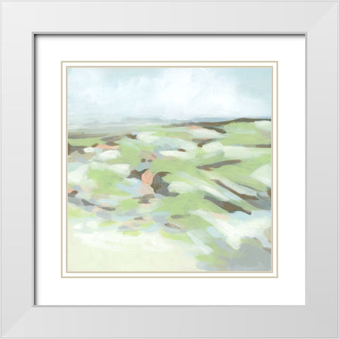 Green Valley Slope II White Modern Wood Framed Art Print with Double Matting by Vess, June Erica