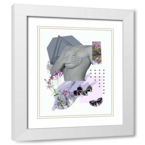 A Unique Butterfly II White Modern Wood Framed Art Print with Double Matting by Wang, Melissa