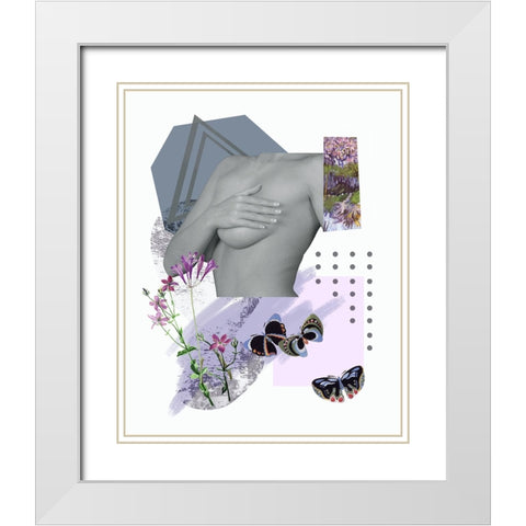 A Unique Butterfly II White Modern Wood Framed Art Print with Double Matting by Wang, Melissa