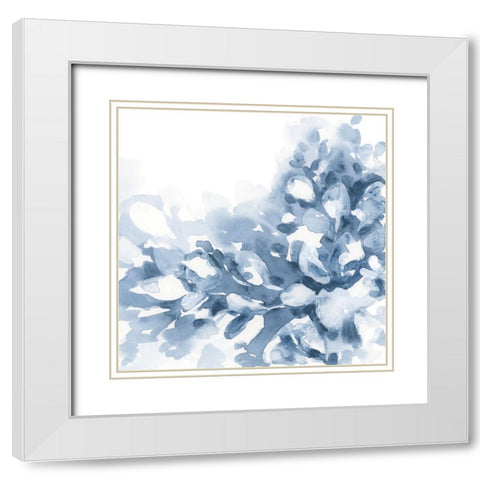 Indigo Splash II White Modern Wood Framed Art Print with Double Matting by Vess, June Erica