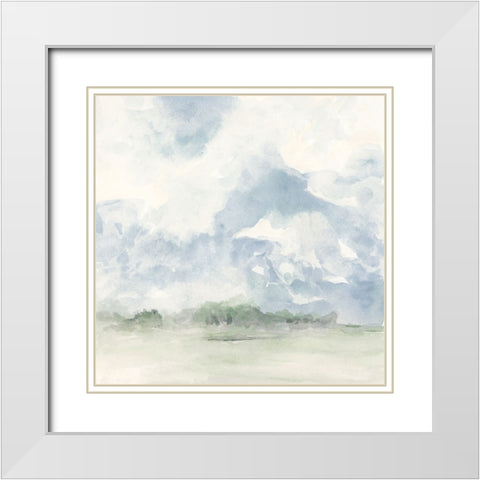 Blue Sky Horizon I White Modern Wood Framed Art Print with Double Matting by Vess, June Erica