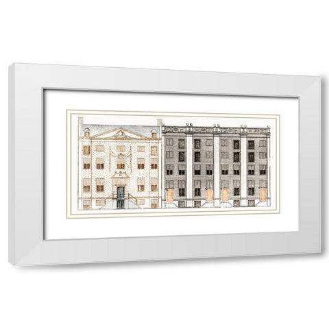 Amsterdam Canal Houses II White Modern Wood Framed Art Print with Double Matting by Teyler, Johan