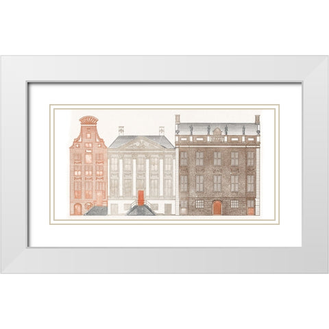 Amsterdam Canal Houses IV White Modern Wood Framed Art Print with Double Matting by Teyler, Johan